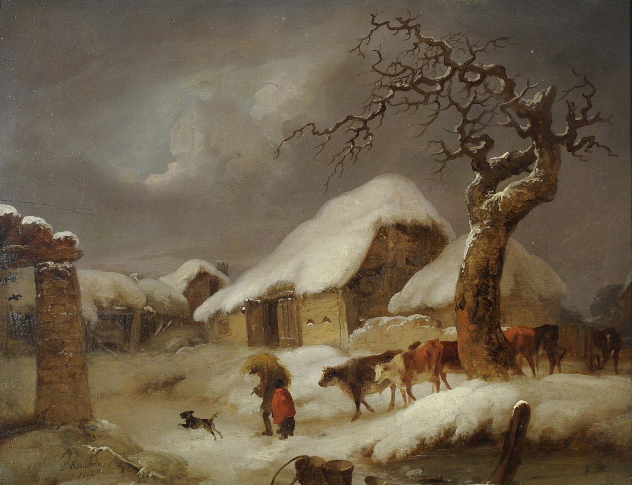 Snow in the Farmyard by Joseph Rhodes: Buy fine art prints