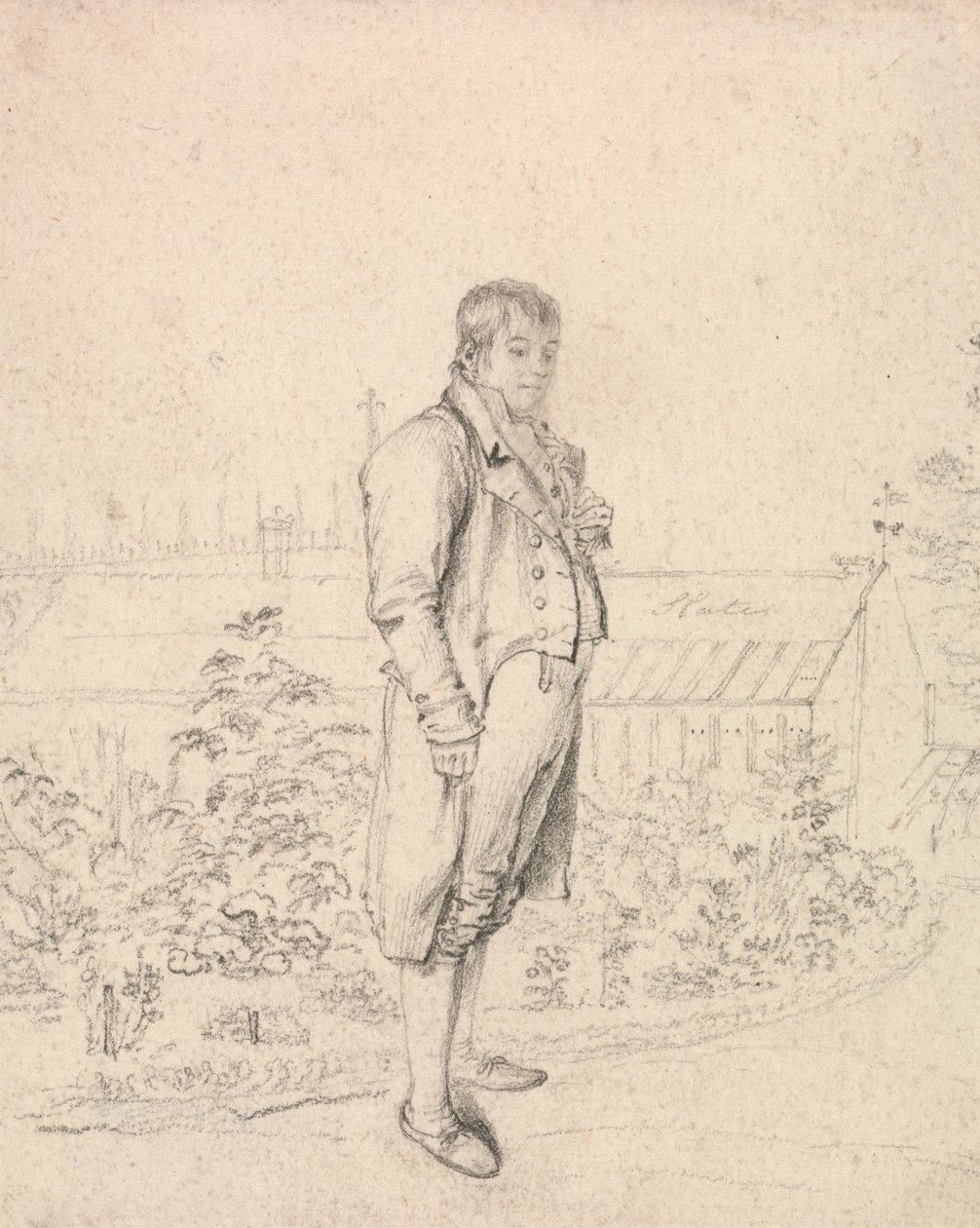 A Sketch of Sir Walter Scott in a Garden by Joseph Slater