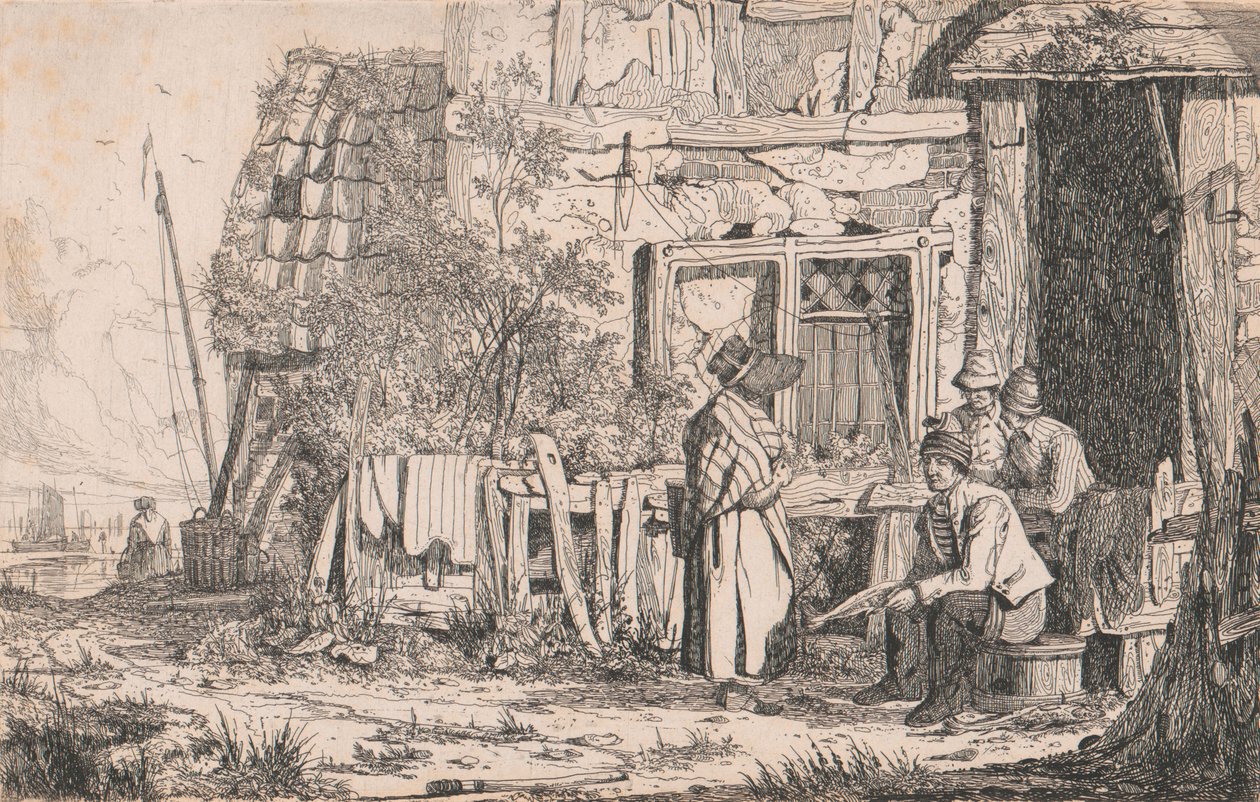 Cottage with People by Joseph Stannard