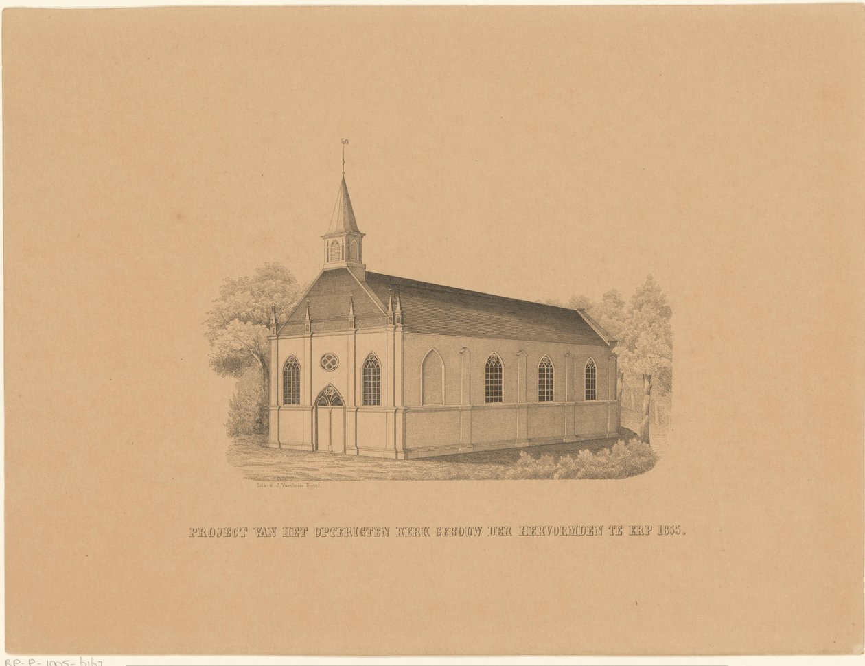 Reformed Church in Erp (Project of the Erected Church Building of the Reformed in Erp 1855) by Joseph Vürtheim