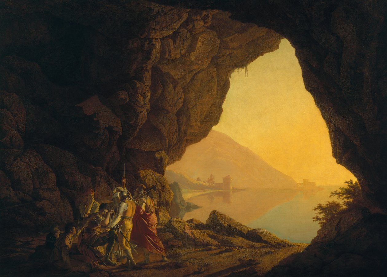 A Grotto in the Kingdom of Naples, with Banditti by Joseph Wright of Derby