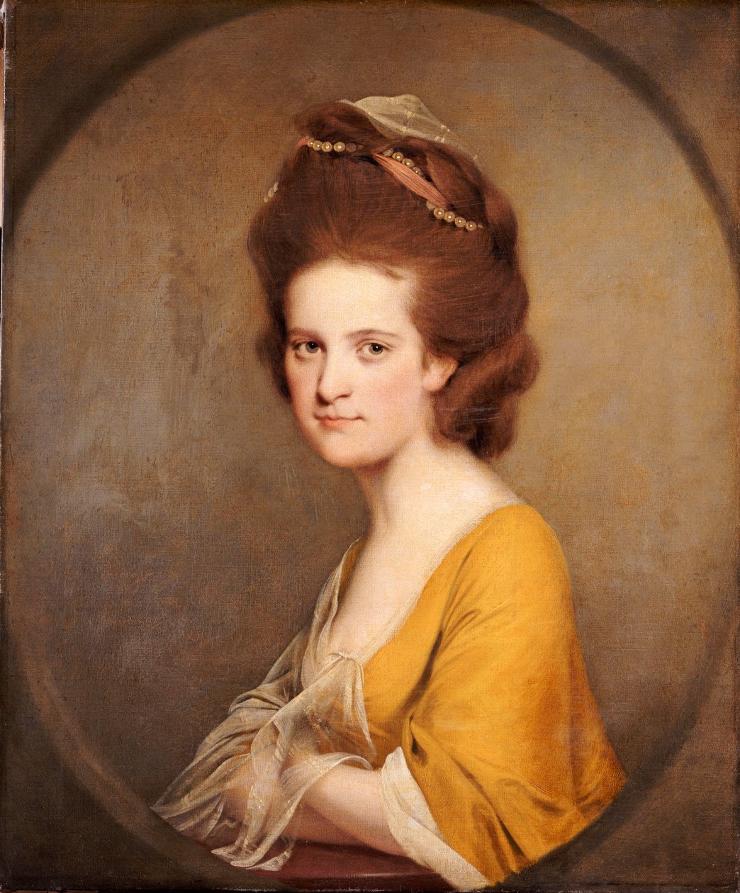 Portrait of Dorothy Hodges, Half Length, in a Yellow Dress by Joseph Wright of Derby