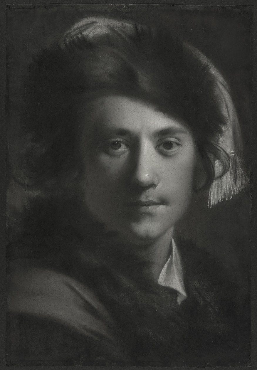 Self-Portrait in a Fur Cap by Joseph Wright of Derby