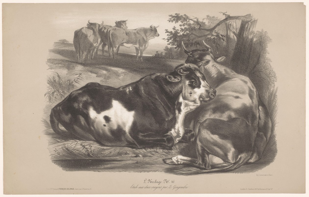 Five Cows in a Meadow by Joseph Zephyris Gengembre