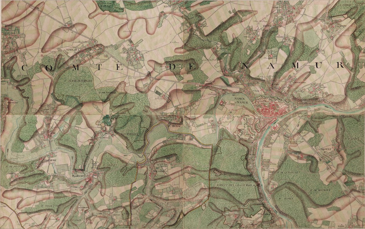 Map of Namur by Joseph de Ferraris