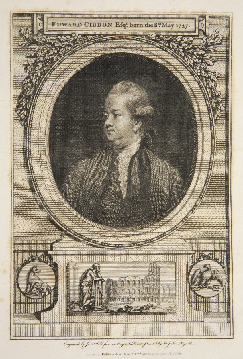 Edward Gibbon, Esq., Pub. 1730 (Engraving) by Joshua (after) Reynolds