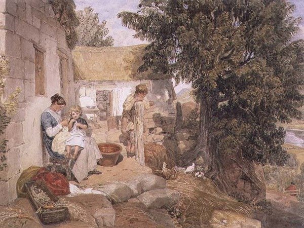Cottages near Symonds Yat with Country Figures by Joshua Cristall