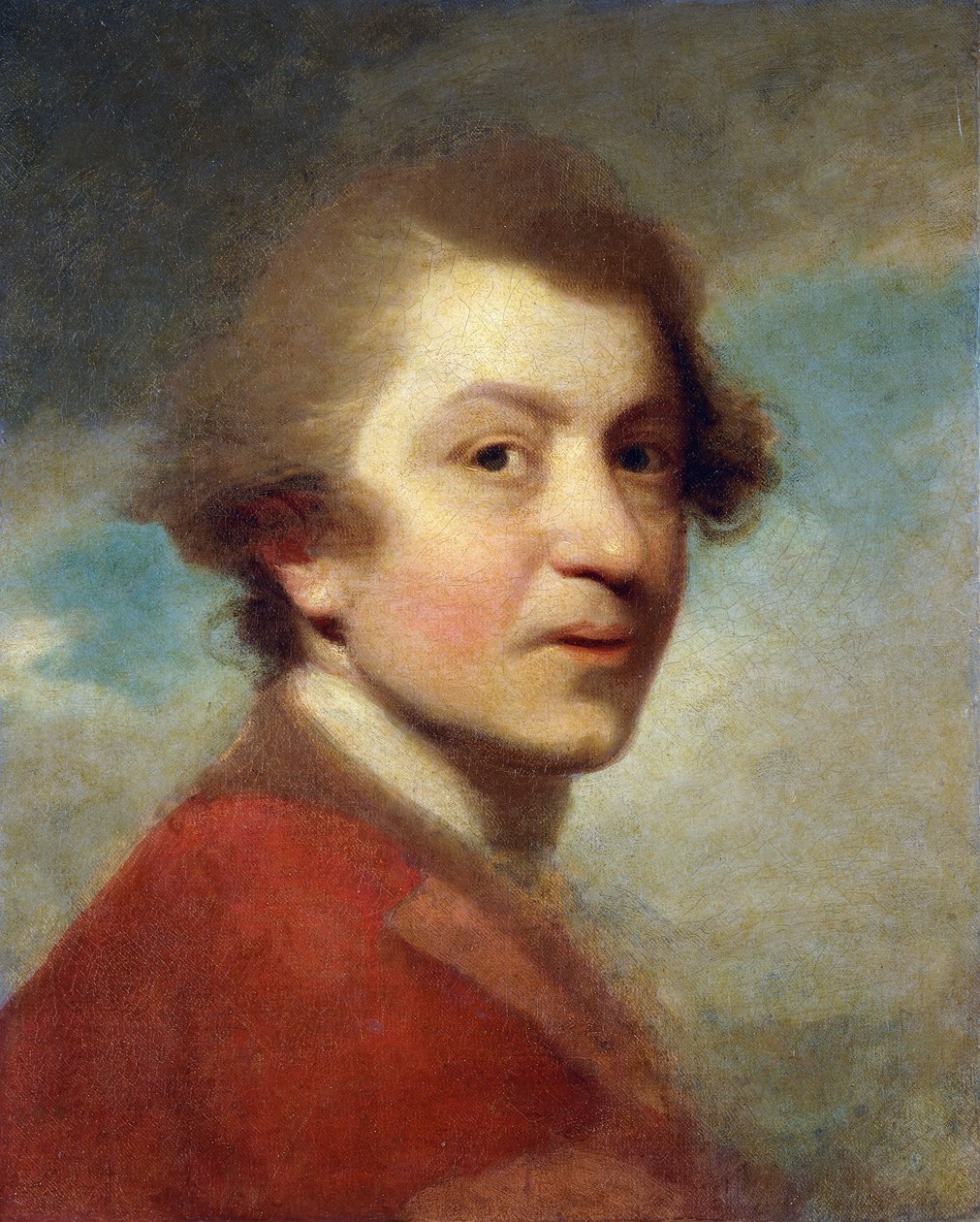 Portrait of the Artist, Head and Shoulders, in a Red Gown of a Doctor of Laws and White Stock - Unfinished by Joshua Reynolds