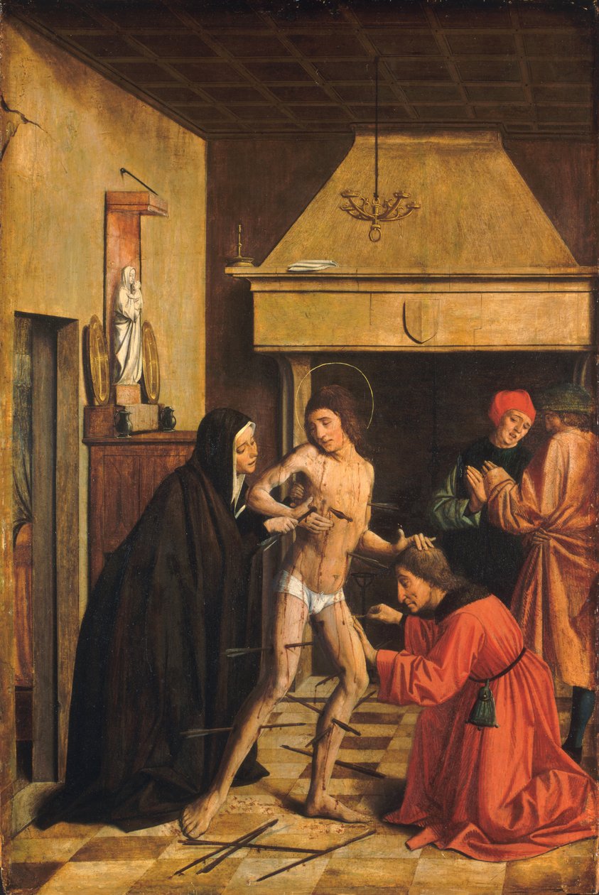 Saint Sebastian Cured by Irene by Josse Lieferinxe