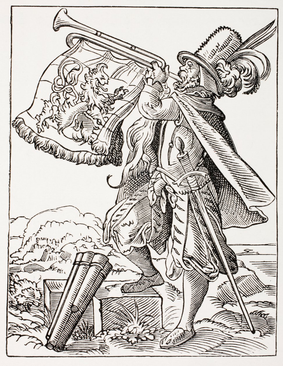 German Musician Playing a Military Trumpet, from 