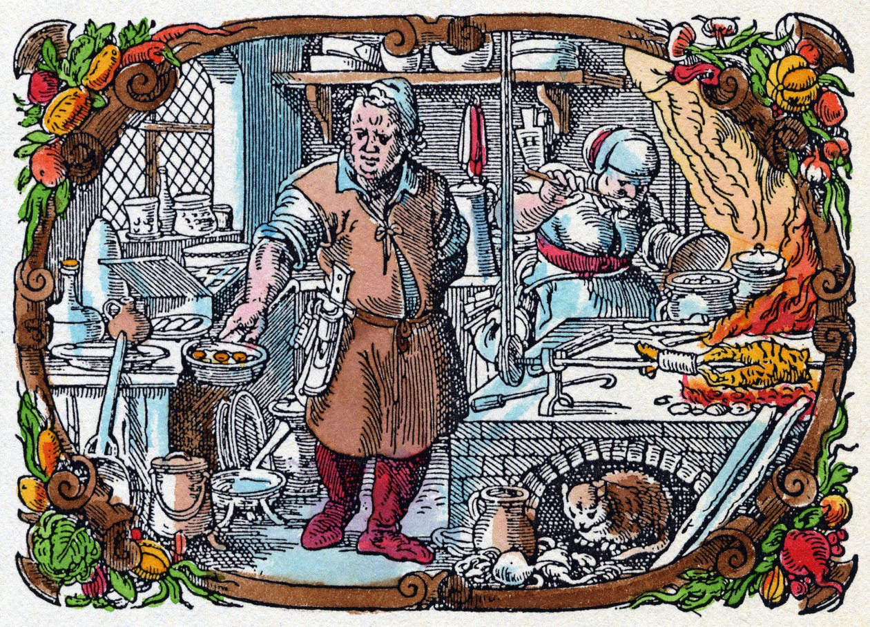 Gastronomy: a very equipped kitchen in the Renaissance by Jost (after) Amman