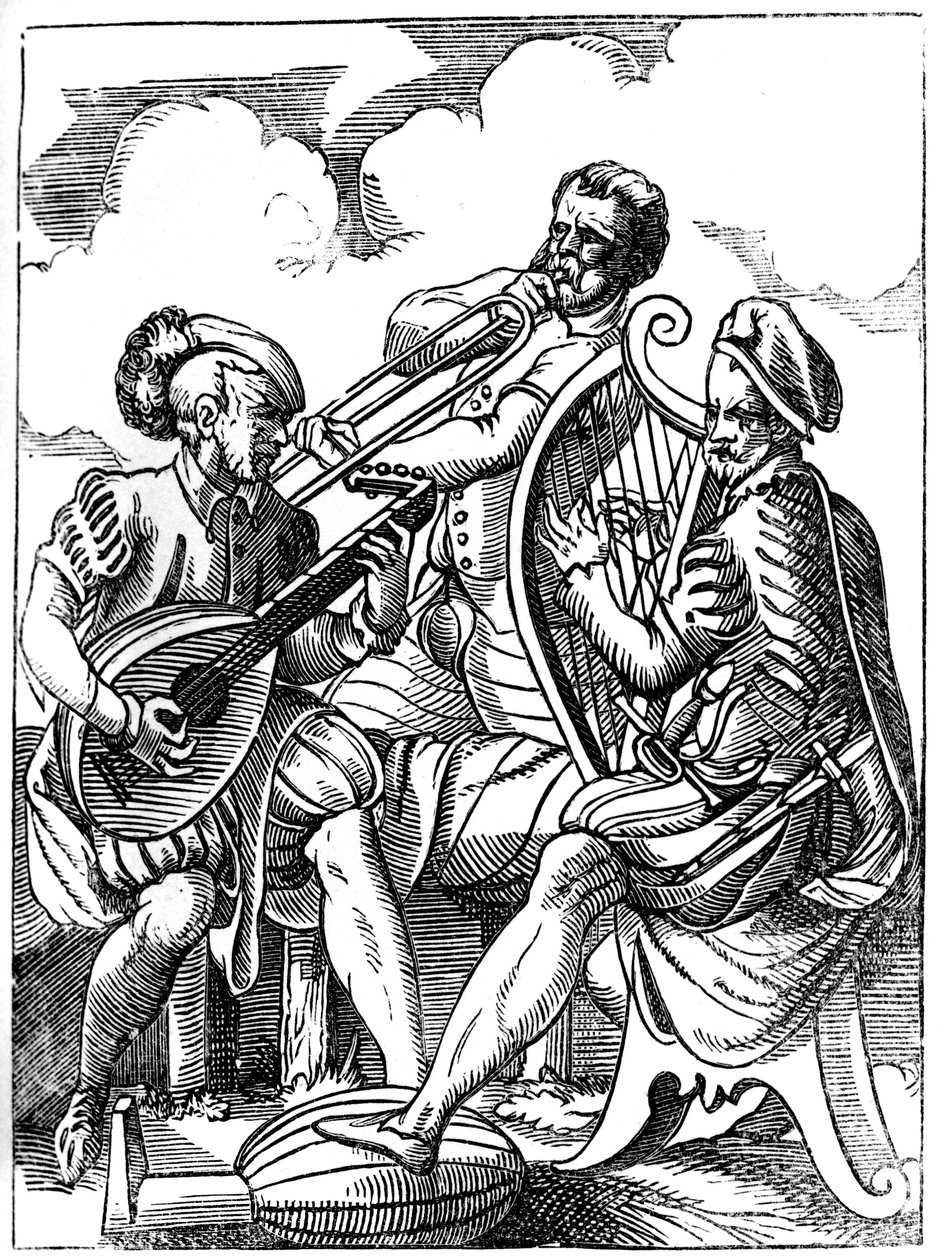 A Guitarist, a Lutenist and a Trombone Player by Jost Amman