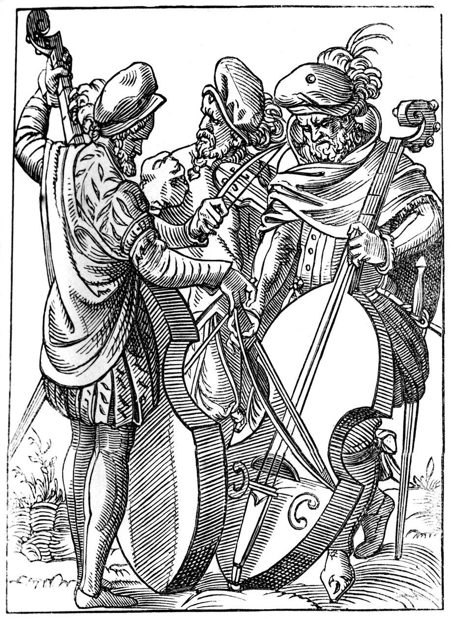 A violinist and two cellists, 16th century by Jost Amman