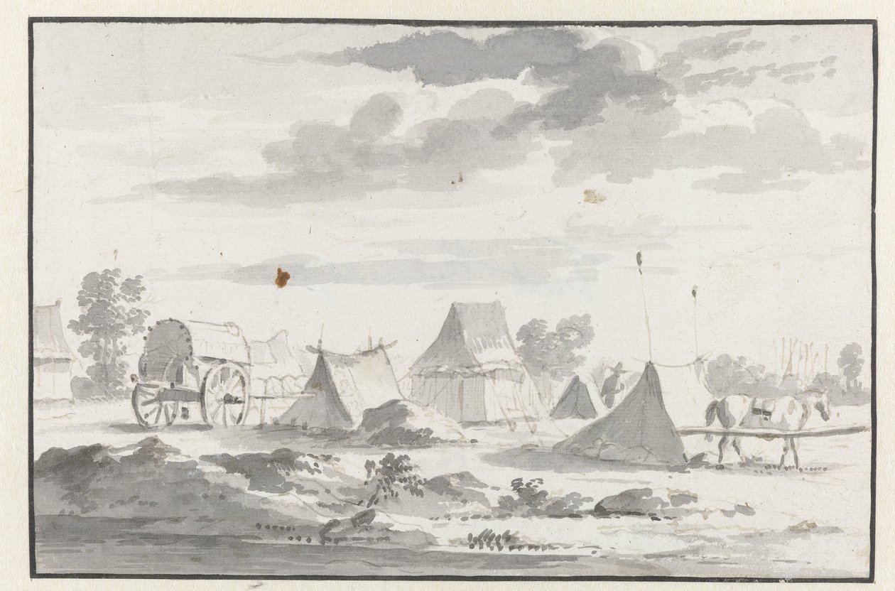 View of an Encampment of the Army of William III near Leuven by Josua de Grave (circle of)