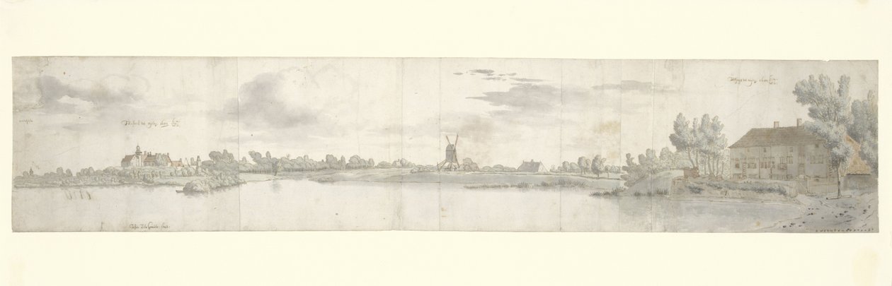 Panoramic View of Castle Ooij and the Tollhouse, North Brabant by Josua de Grave