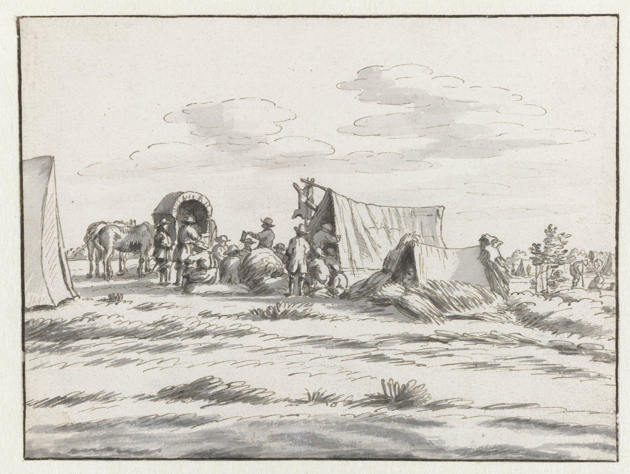 View of an Encampment of the Army of William III near Leuven by Josua de Grave