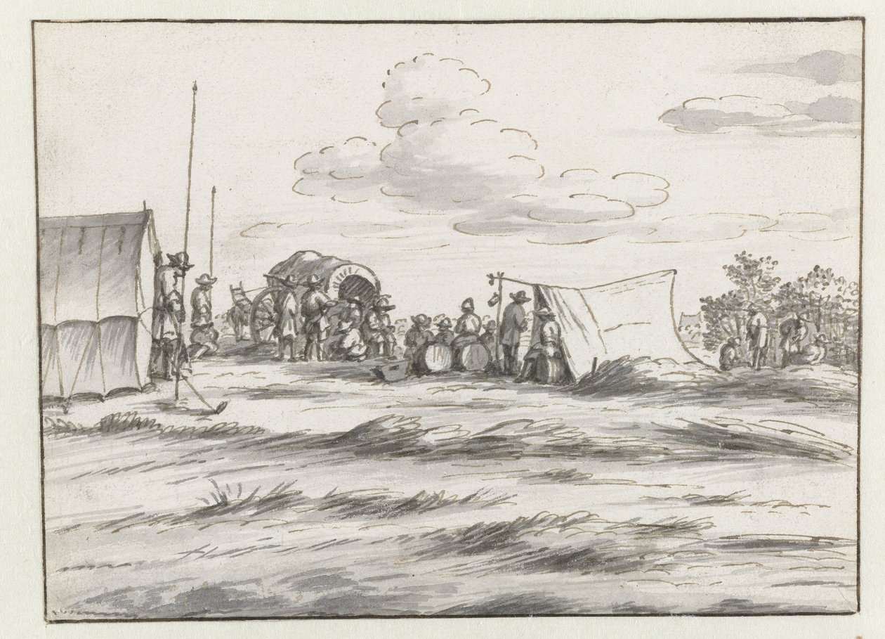 View of an Encampment of the Army of William III near Leuven by Josua de Grave