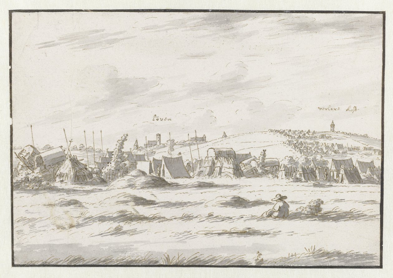 View of an Encampment of the Army of William III near Leuven by Josua de Grave