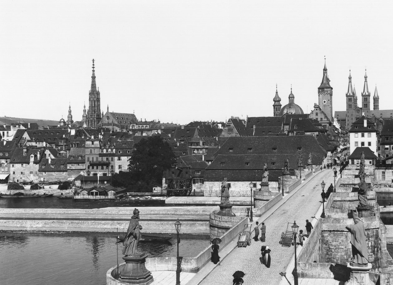 The old bridge over the River Main at Wurzburg by Jousset