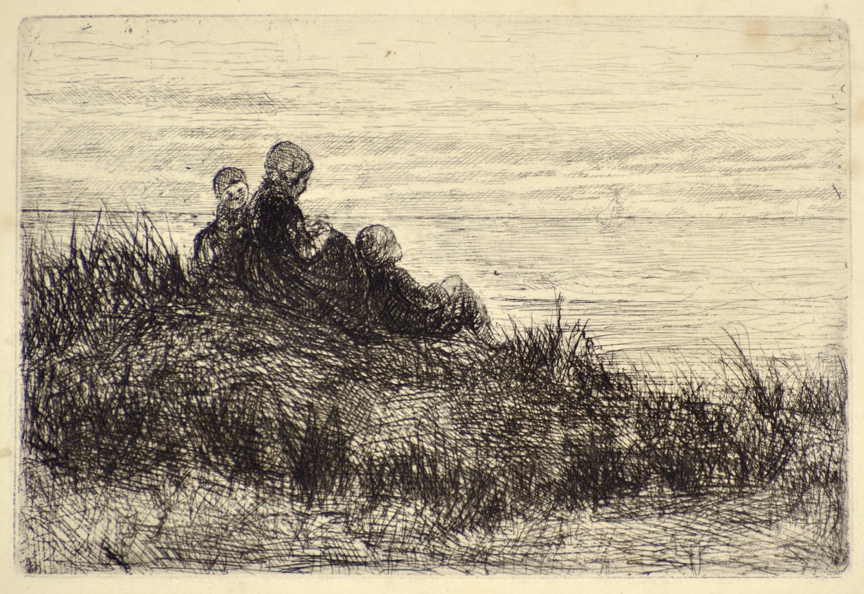 Evening on the Shore by Jozef  Israels