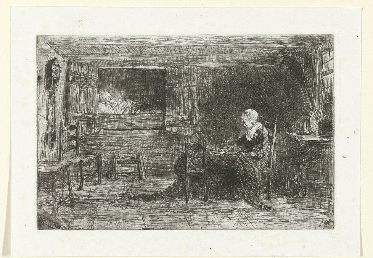 Two Figures in an Interior by Jozef Israëls (possibly copy after)