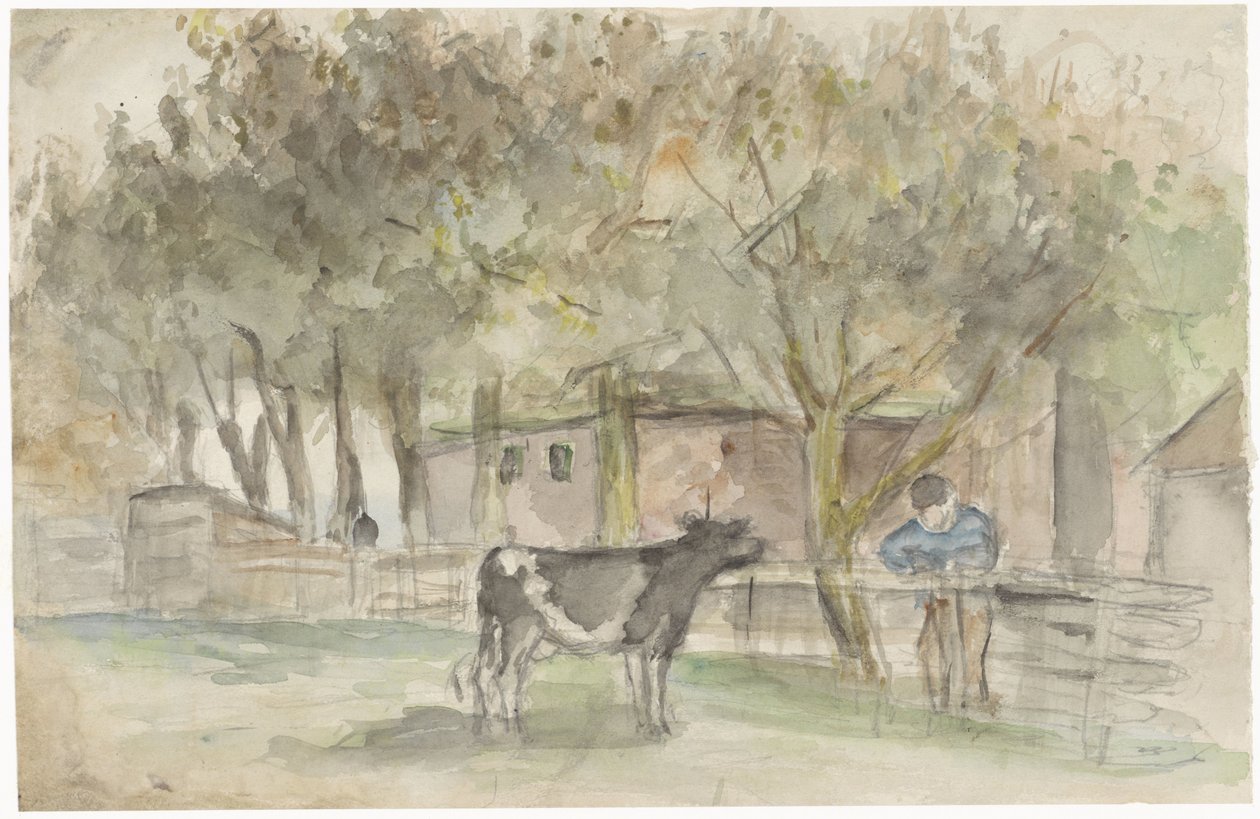 Landscape with a Cow and a Farmer by Jozef Israëls