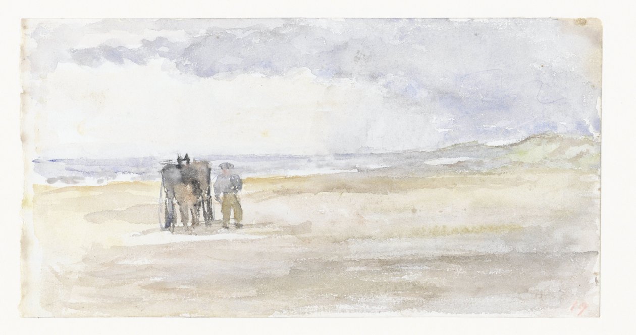 Man with Horse and Cart on the Beach by Jozef Israëls