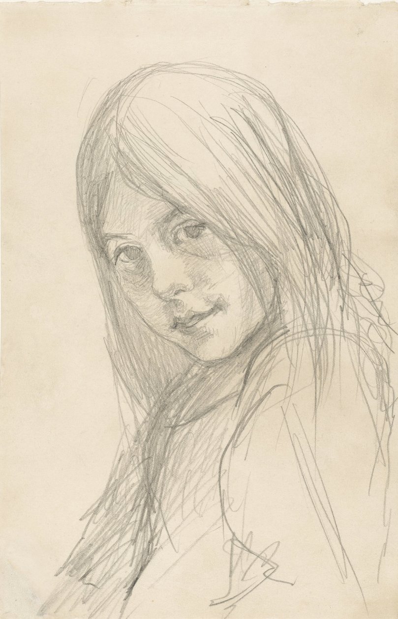 Portrait of a Girl with Loose Hair by Jozef Israëls
