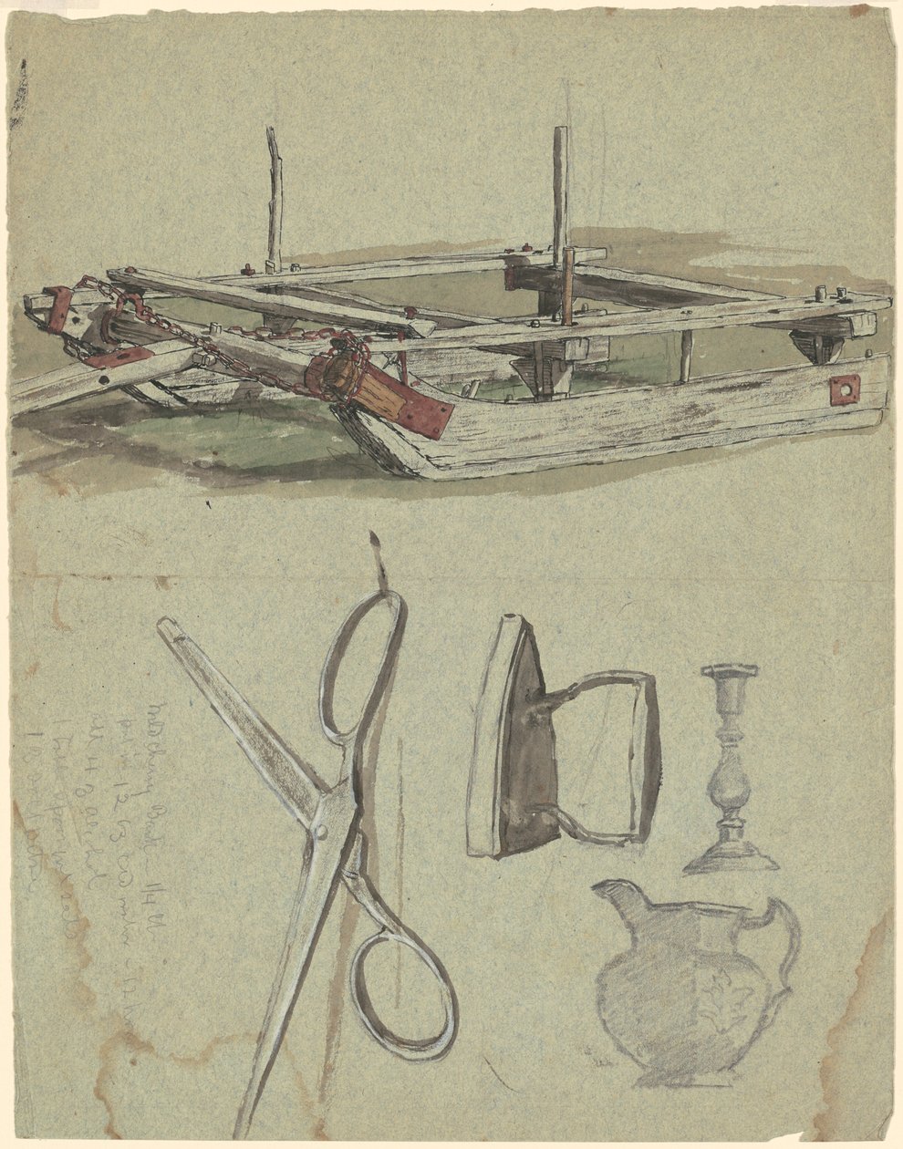 Studies of a Sled and Various Household Objects by Jr. Enoch Wood Perry