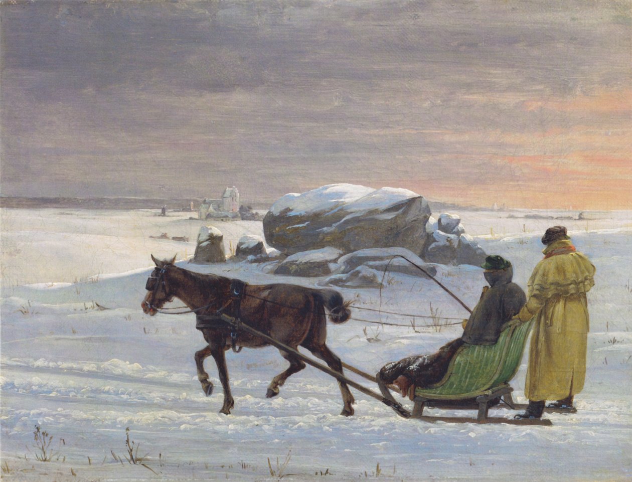 The painters Jørgen Roed and Constantin Hansen take a sleigh ride by Jørgen Roed