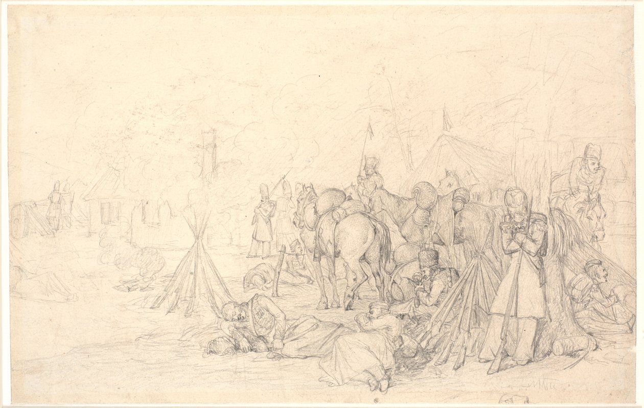 French Soldiers Bivouacking on the Battlefield after a Battle by Jørgen V. Sonne