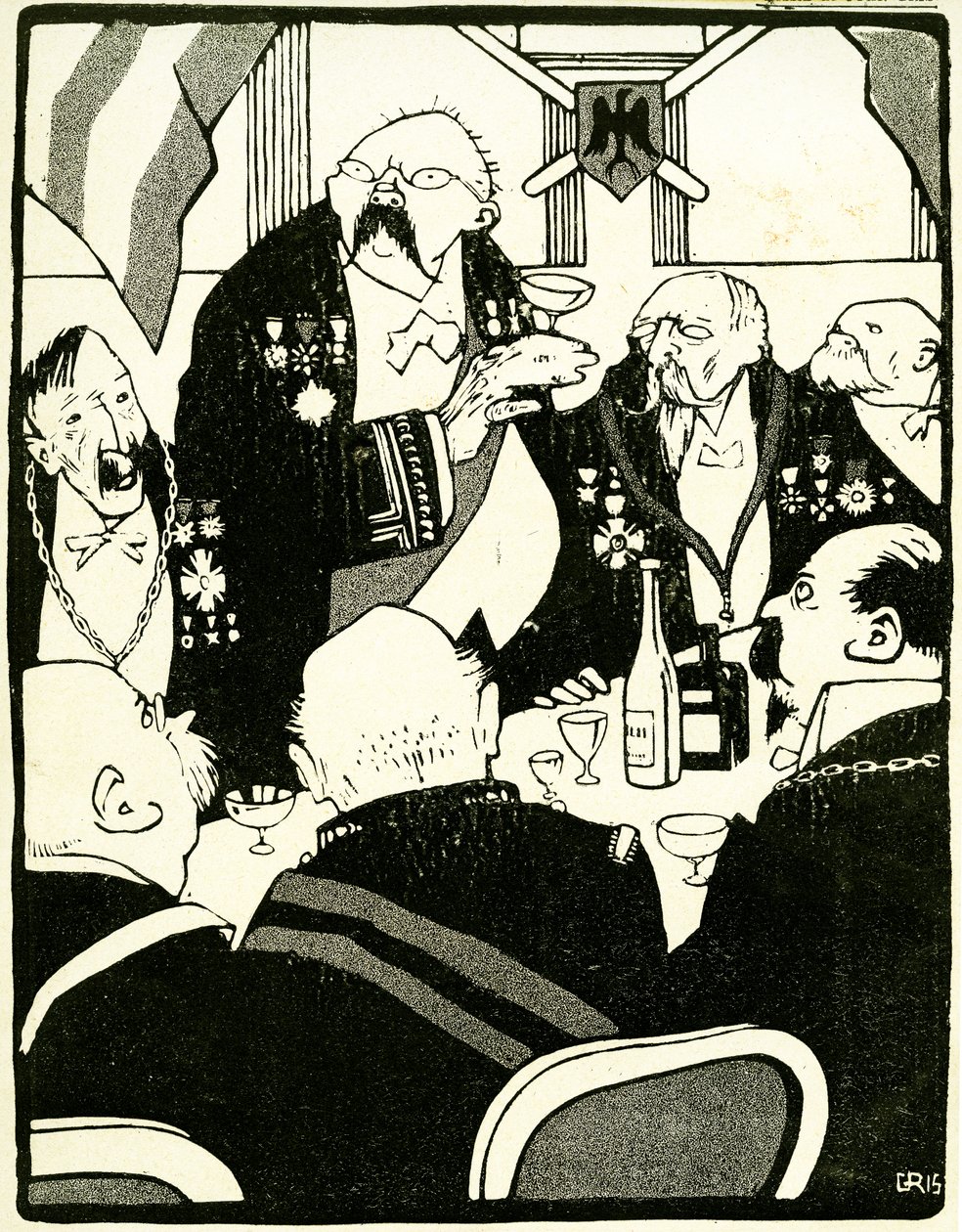 European leaders make a toast during a conference, 1908 by Juan Gris