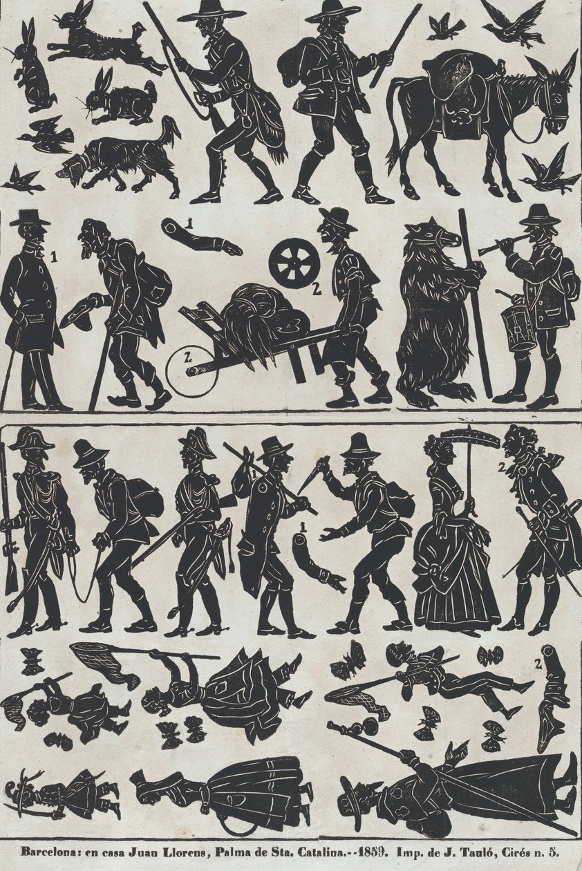 Sheet 2 of figures for Chinese shadow puppets by Juan Llorens
