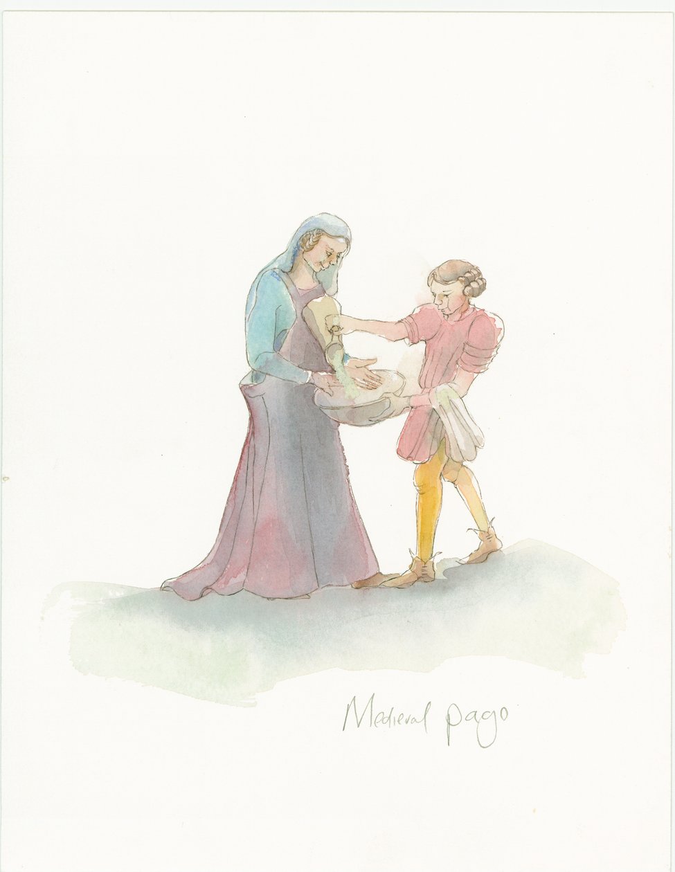 A Medieval Page Helping a Lady to Wash Their Hands by Judith Dobie