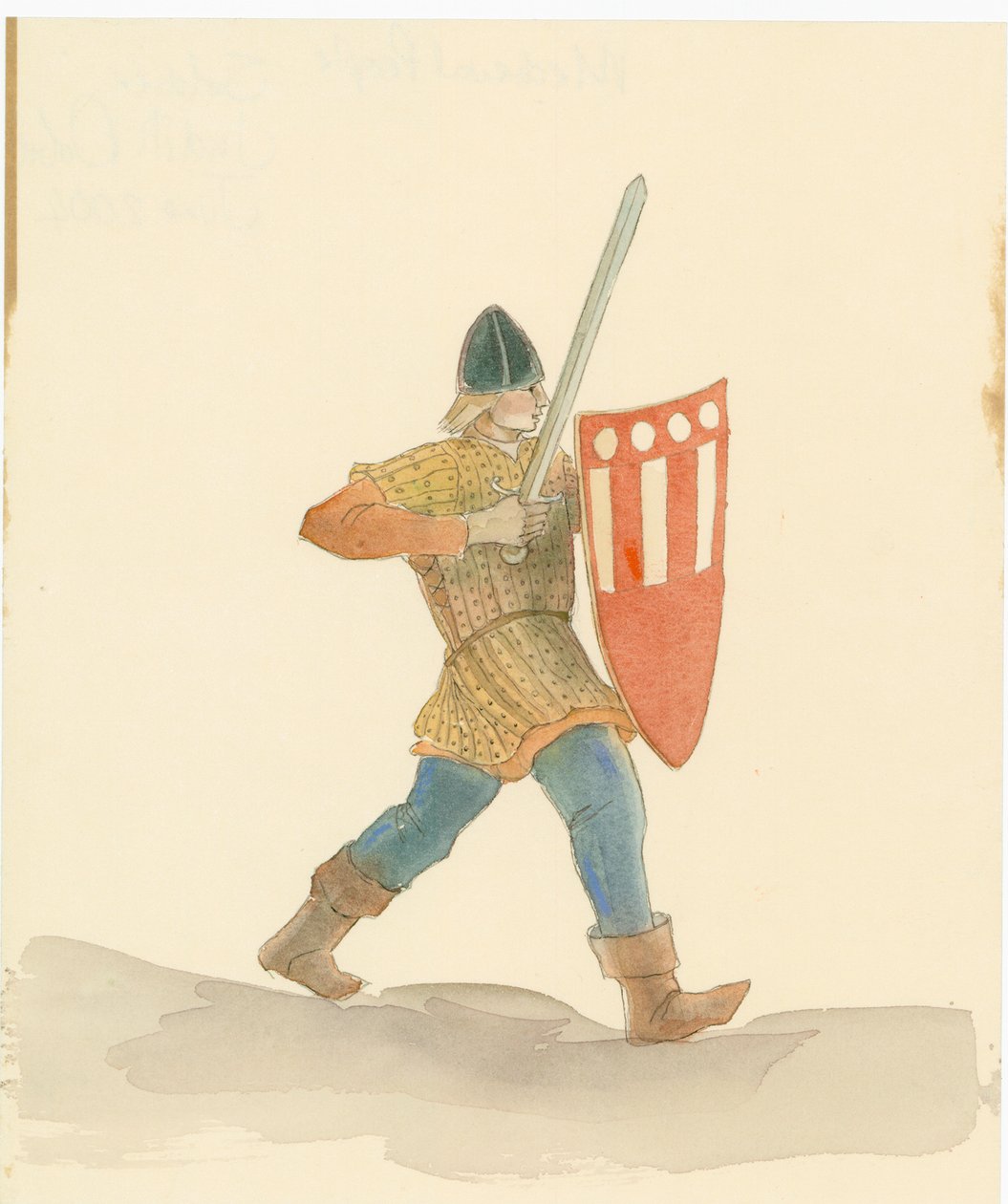 A Medieval Soldier Carrying a Long Sword and a Shield by Judith Dobie