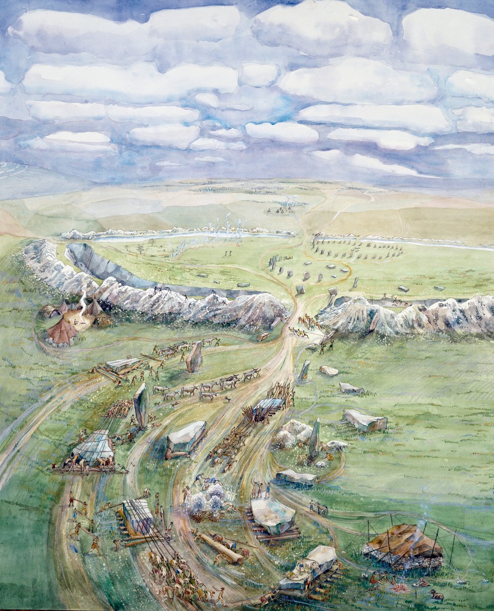 Avebury Henge Under Construction by Judith Dobie