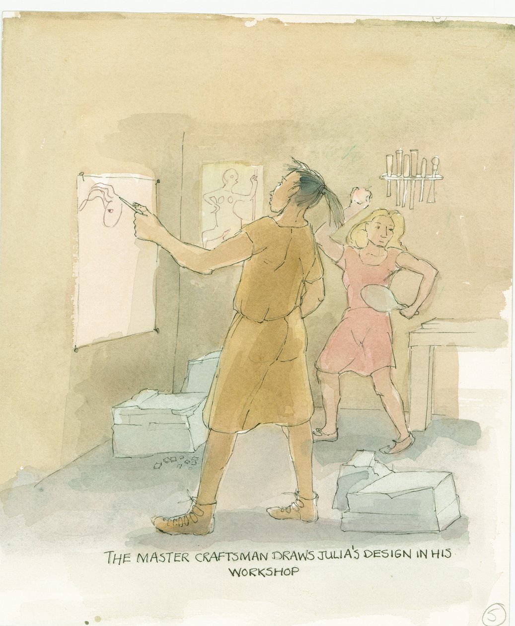 The Master Craftsman Draws Out Designs for Julia