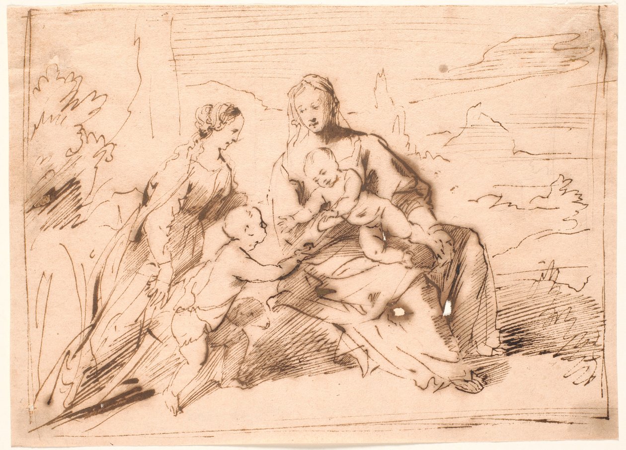 Mary with the Children Jesus and John and a Female Saint by Jürgen Ovens
