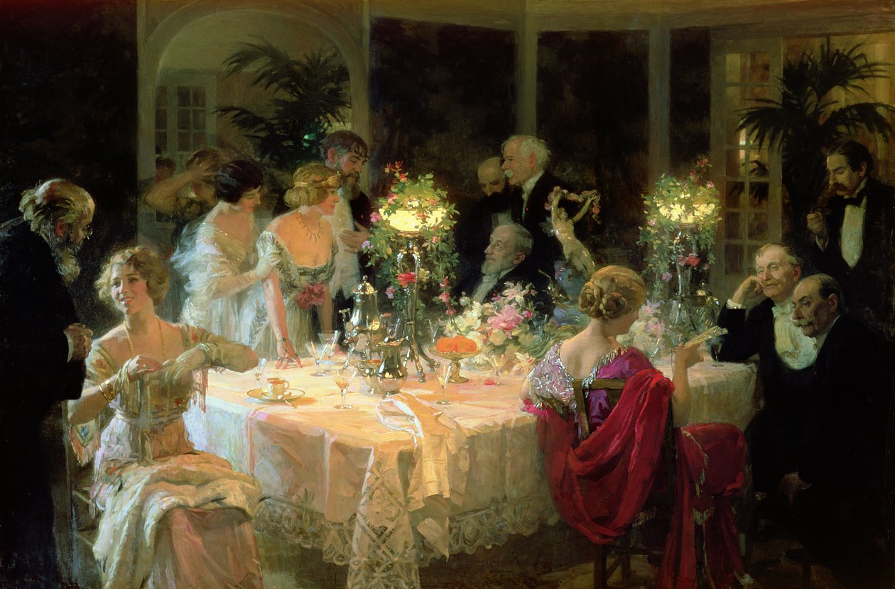 The End of Dinner, 1913 by Jules Alexandre Gruen or Grun