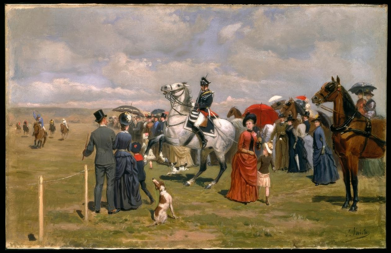 J.A. Voirin, Eager to Participate in the Race / Painting, 19th Century by Jules Antoine Voirin
