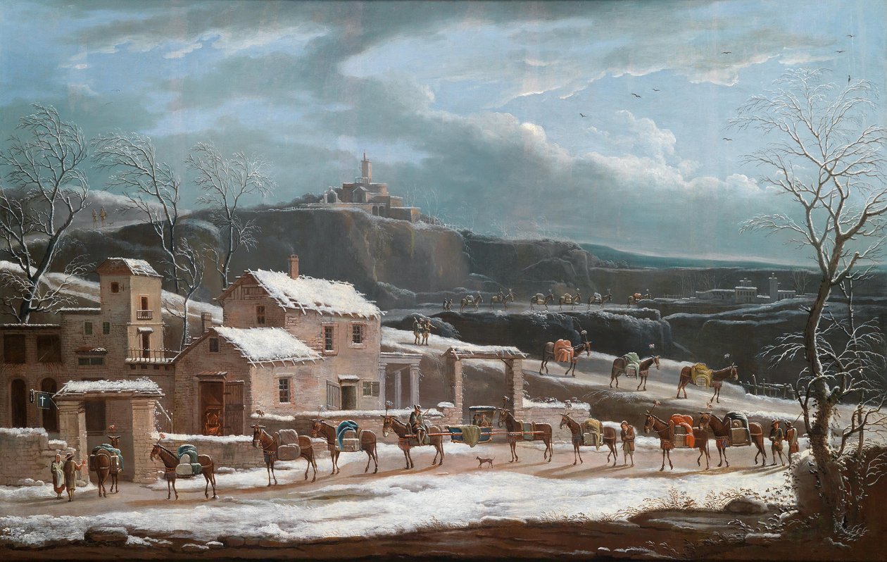 A Winter Landscape with a Merchant Caravan by Jules Cesar Denis van Loo