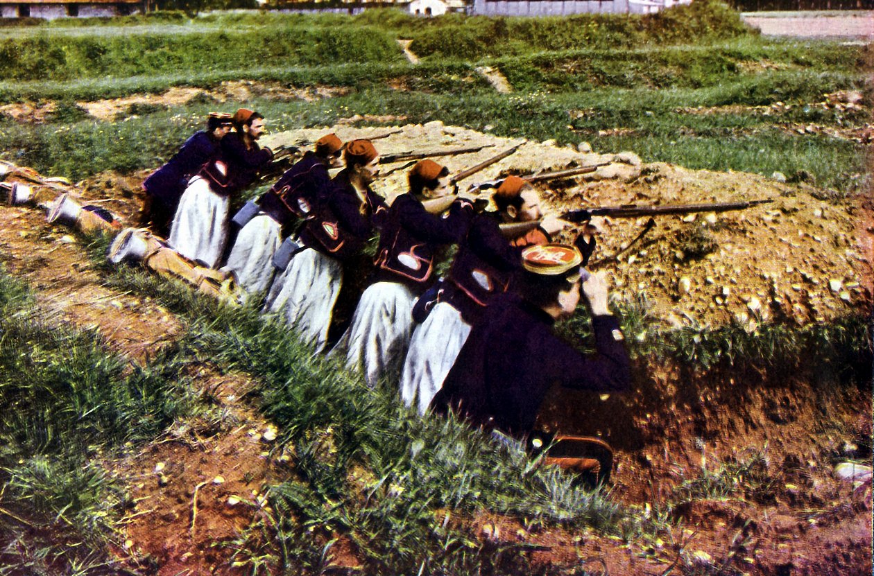Zouave Infantry Troops of the French Army at Barcy During the Battle of the Marne, September 1914 by Jules Gervais Courtellemont