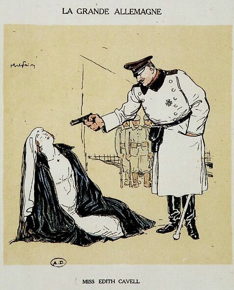 Miss Edith Cavell Executed by the Germans, Image by Abel Faivre (1864-1945) by Jules Abel Faivre