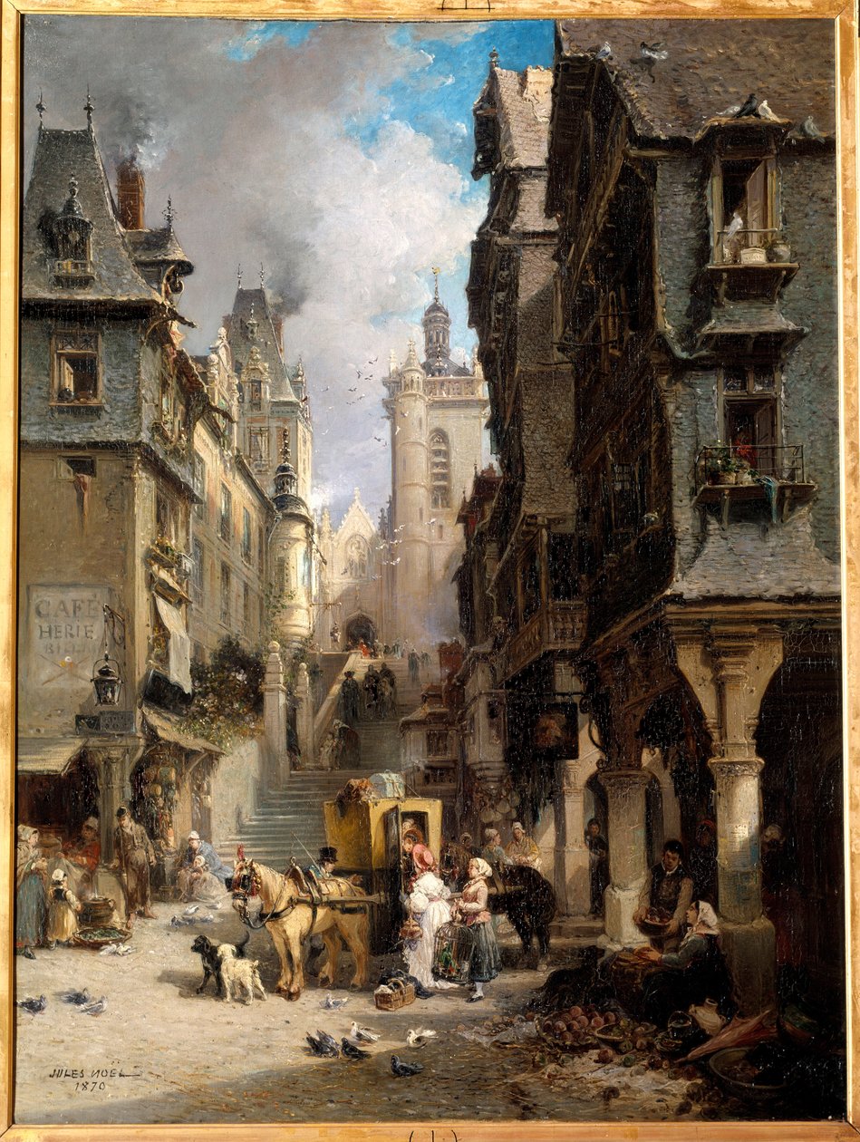 A Rue de Morlaix in 1830 by Jules Achille Noel