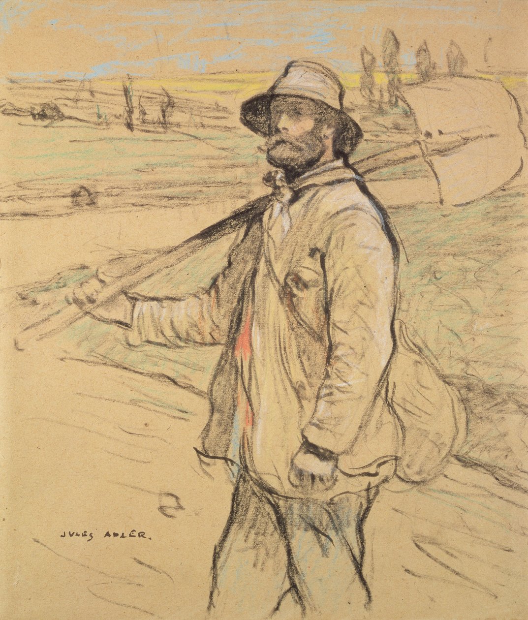 Workman, walking to left, with a Spade over his right Shoulder by Jules Adler