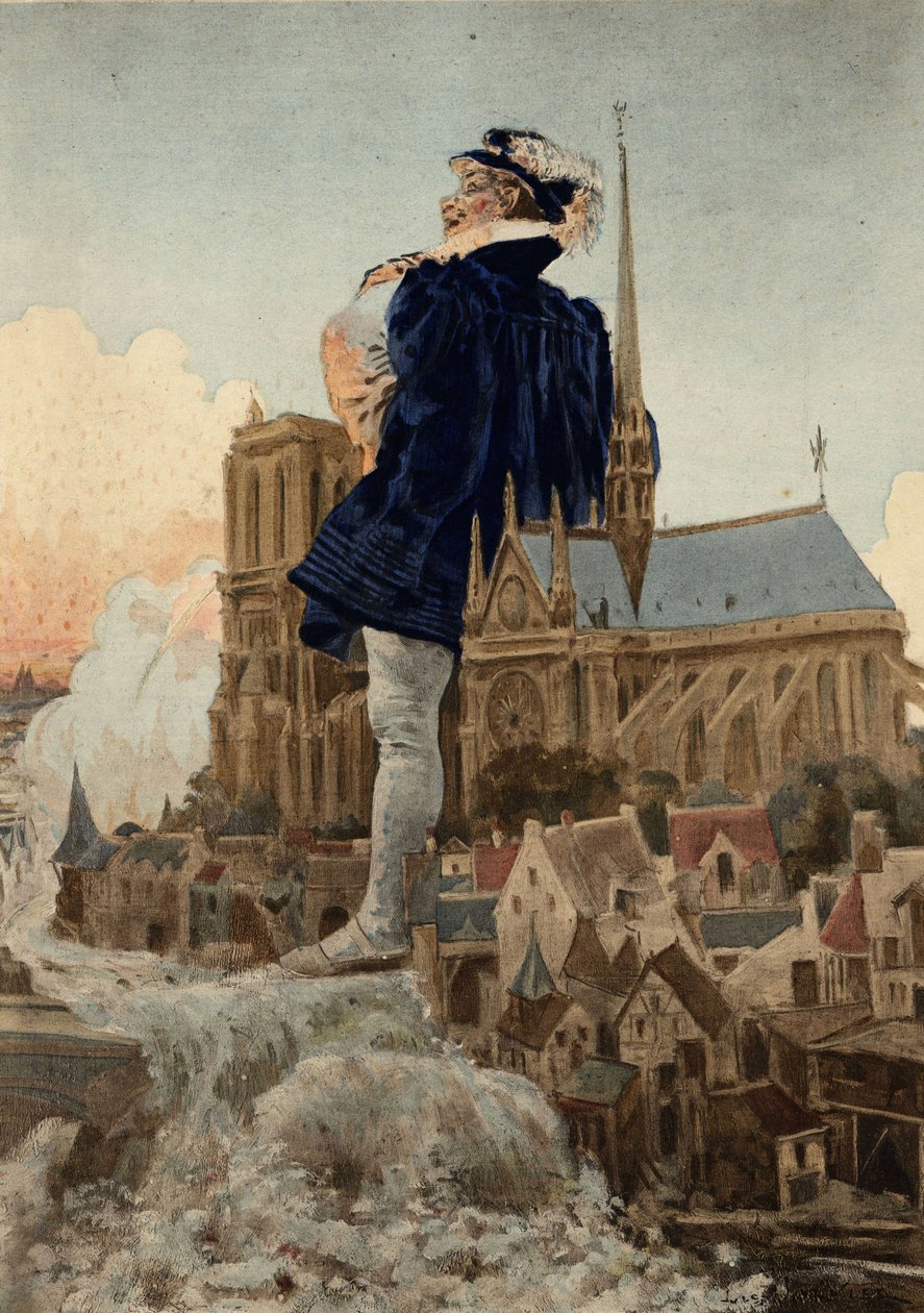 Gargantua urinating in front of the church Notre Dame by Jules Arsene Garnier