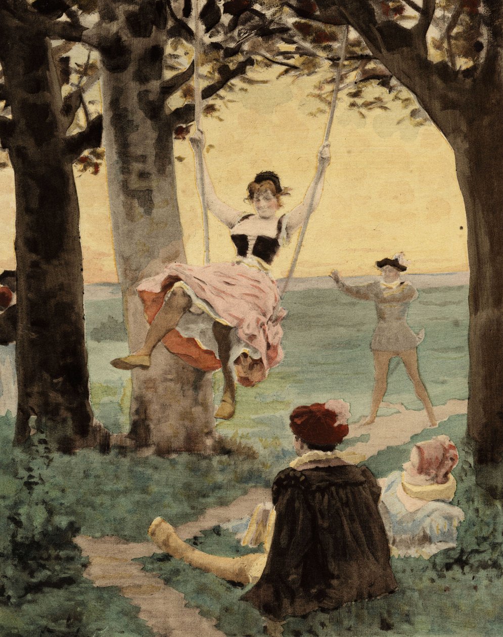 Men and Women Playing the Brandelle. Gargantua. Illustration by Jules Garnier. In 