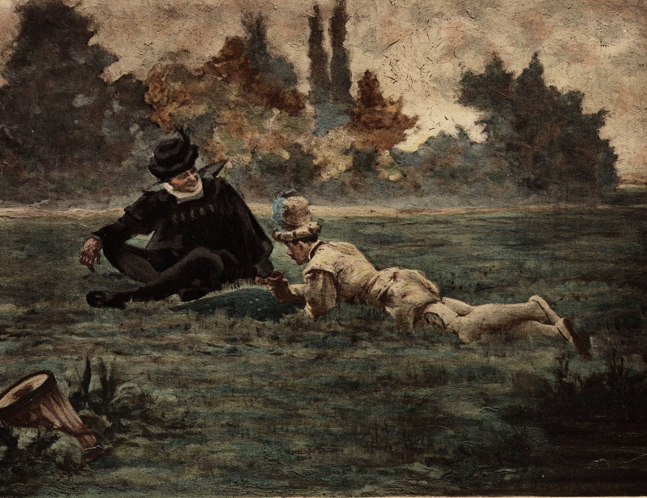 Men Playing Dice. Gargantua. Illustration by Jules Garnier. In 
