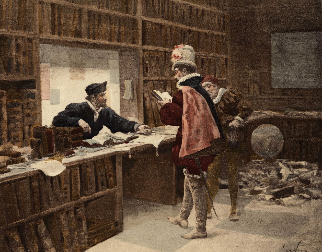 Pantagruel in the Bookstore Saint Victor in Paris. Pantagruel. Illustration by Jules Garnier. In 