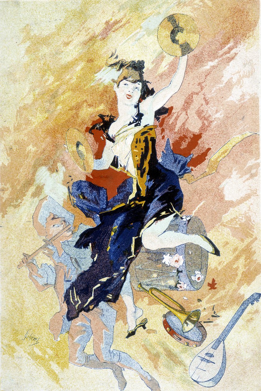 Drawing by Cheret for the Carnival (End of the 19th Century) by Jules Cheret